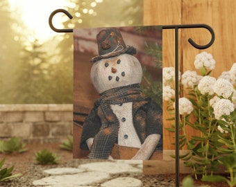 Custom Snowman Photo Garden Flag