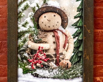 Wall Art, Framed Snow Twins, Winter Decor, Winter Wall Hanging, 16x20 11x14 8x10, Festive Home Decor, Winter Snow Picture, Christmas