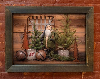 Wall Art, Framed Santa Print, Christmas Decor, Holiday Wall Hanging, 14x20 11x14 8x10, Festive Home Decor, Santa Claus Picture, Christmas