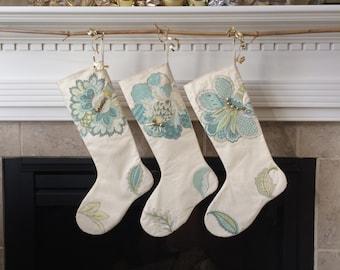 farmhouse christmas stockings muslin applique stocking country cottage blue green decor jingle bell trim holiday decor christmas gift - Coastal Christmas Stockings farmhouse christmas stockings muslin applique stocking country cottage blue green decor jingle bell trim holiday decor christmas gift - Coastal Christmas Stockings