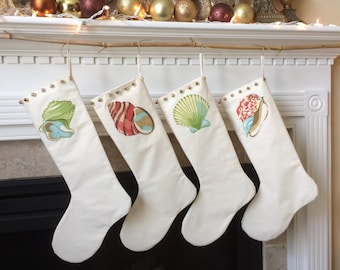 rustic muslin coastal christmas stocking custom sea shell stocking applique stocking jingle bell stocking holiday decor mantel decoration - Coastal Christmas Stockings rustic muslin coastal christmas stocking custom sea shell stocking applique stocking jingle bell stocking holiday decor mantel decoration - Coastal Christmas Stockings