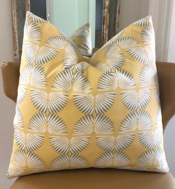 French Country Decorative Pillow Cover Golden Yellow Gray Etsy