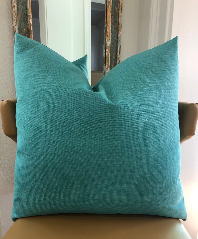 Aquamarine Blue Outdoor Decorative Pillow Cover Solid Blue Etsy