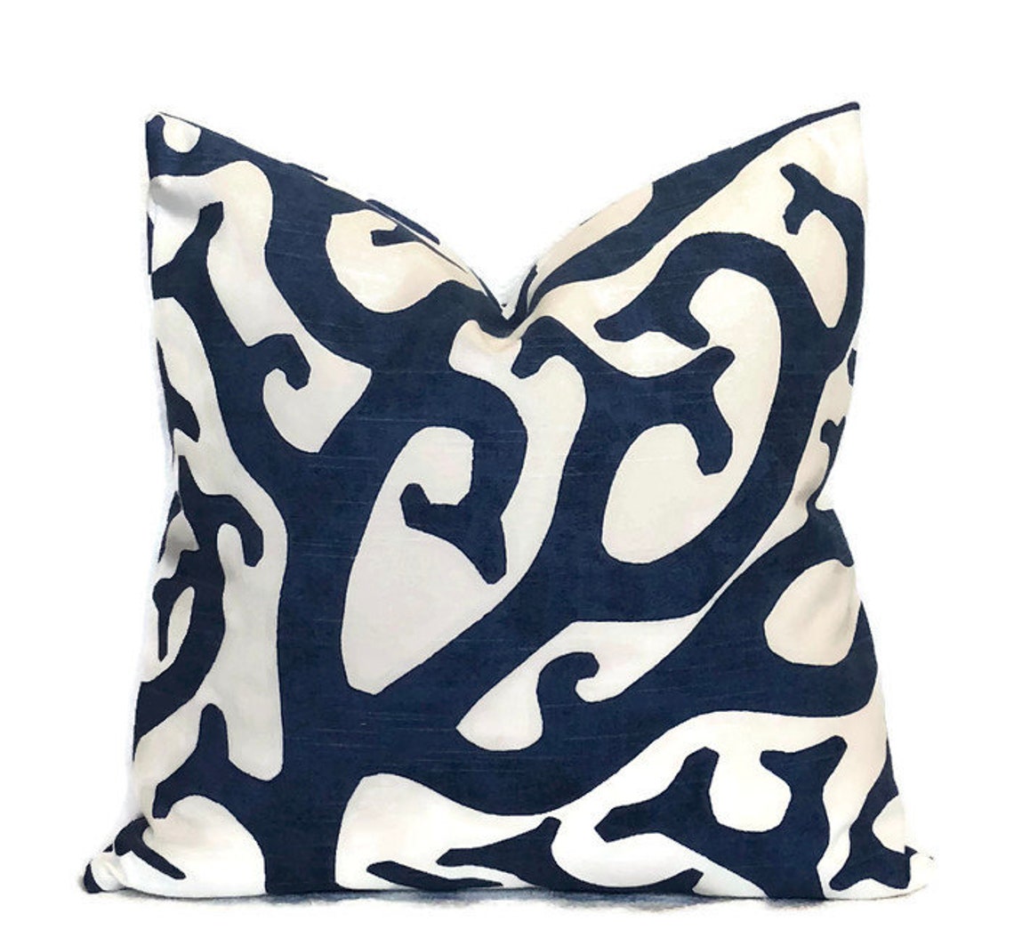 Coastal Blue Decorative Throw Pillow Cushion Cover Designer Etsy