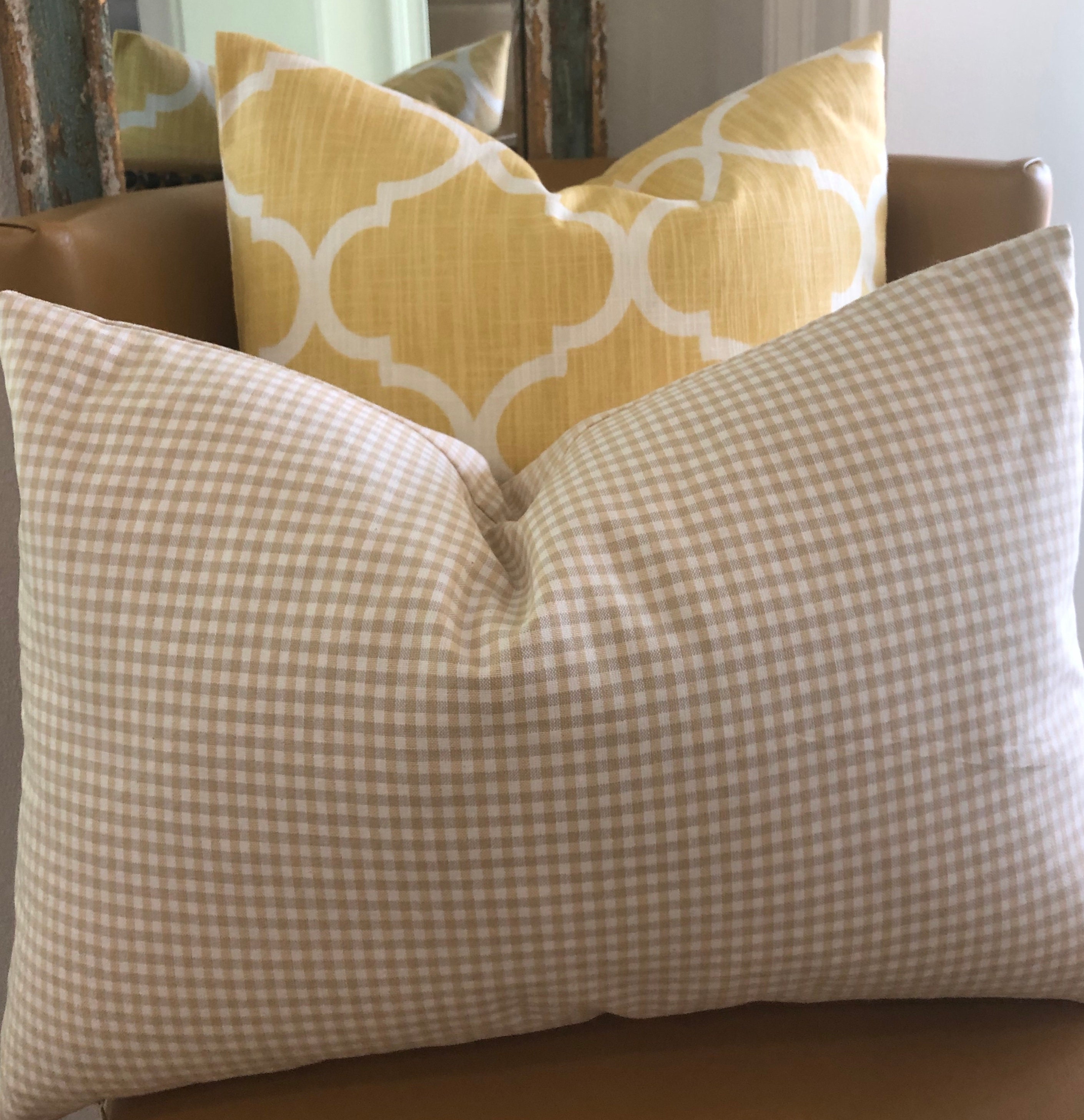 Rustic Yellow Farmhouse Throw Pillow Cushion Cover Decorative Etsy