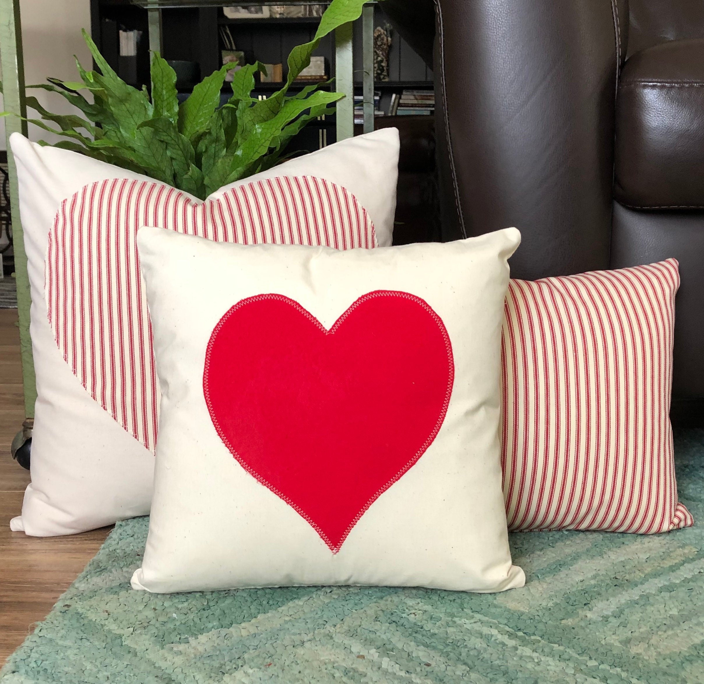 Red Heart Decorative Pillow Cover Valentine's Day Cushion Etsy
