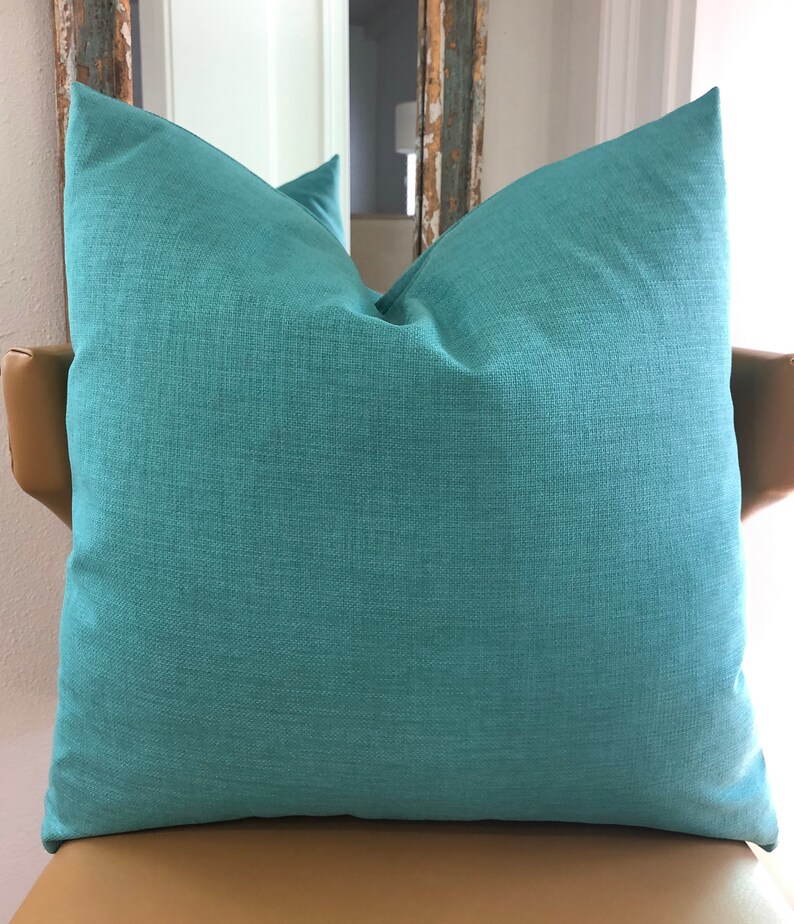 Aquamarine Blue Outdoor Decorative Pillow Cover Solid Blue Etsy
