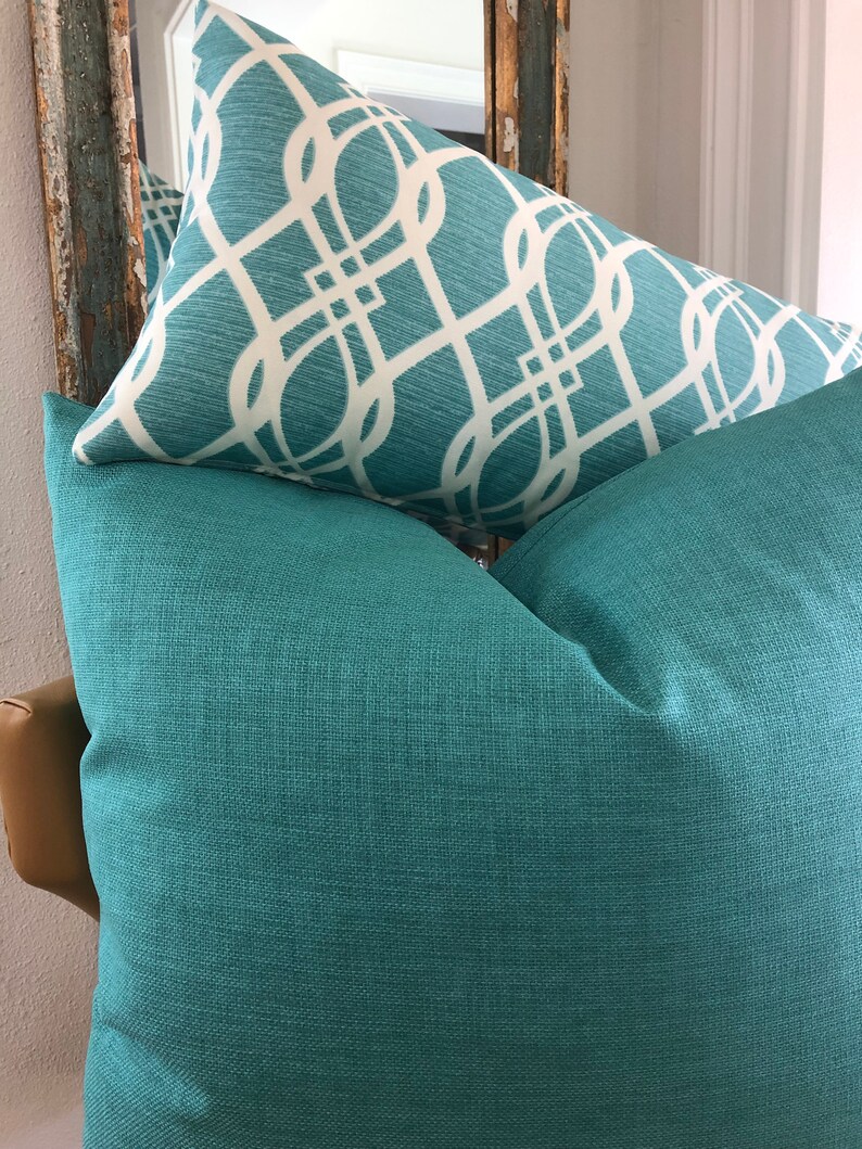 Aquamarine Blue Outdoor Decorative Pillow Cover Solid Blue Etsy