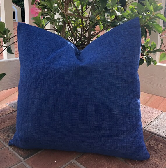 Marine Blue Outdoor Decorative Pillow Solid Chambray Pillow Solid Blue Lumbar