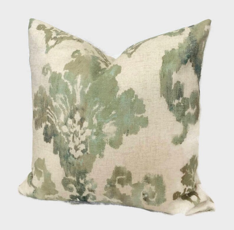 Ikat Seamfoam Green Decorative Pillow Cover Country Throw Etsy