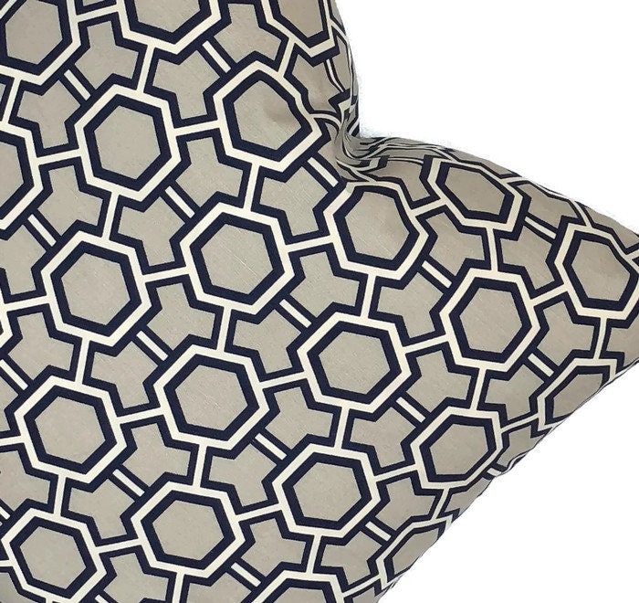 Navy Blue Gray Linen Decorative Throw Pillow Cushion Cover Etsy