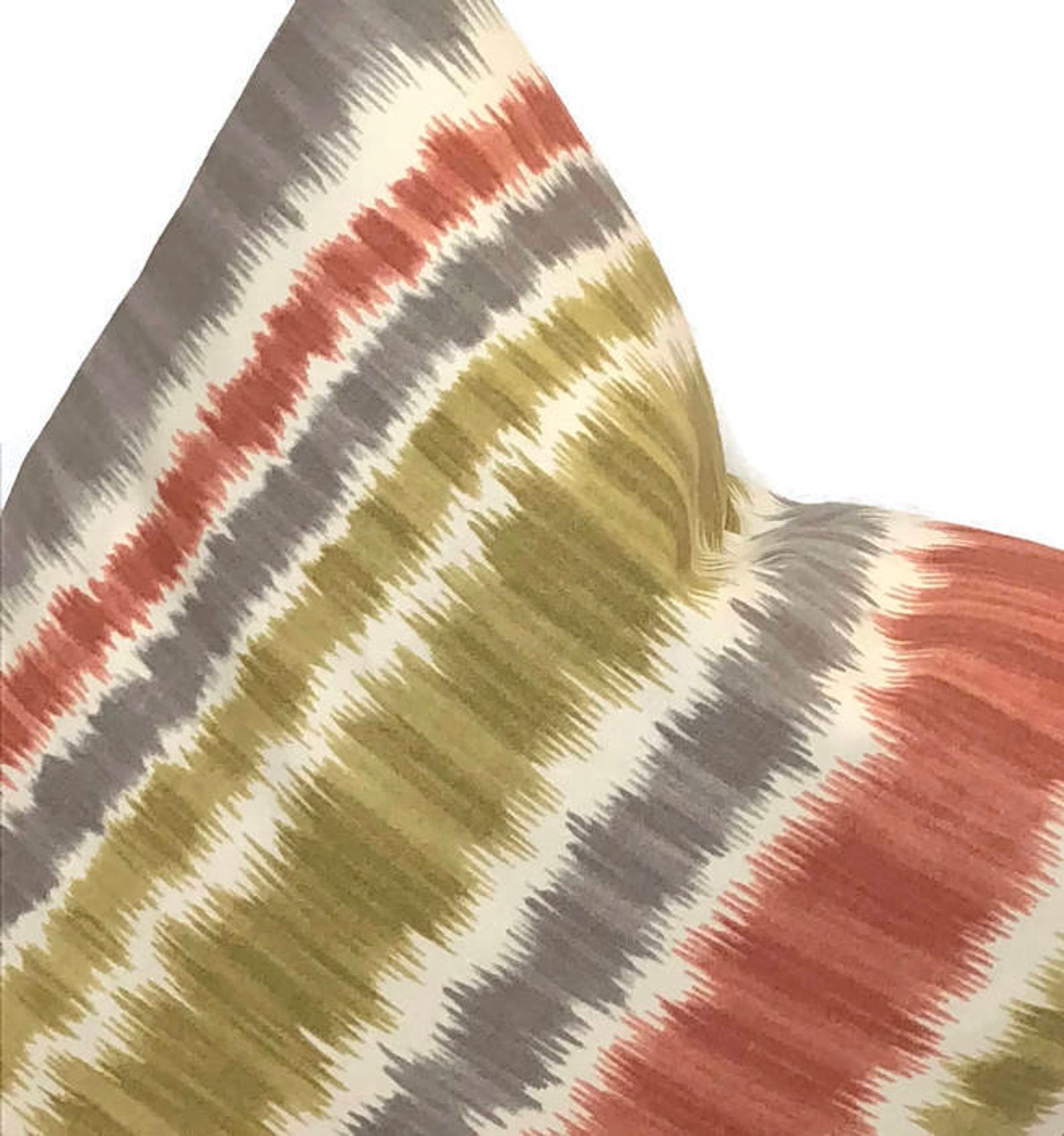 Fall Rust Gray Olive Green Wavy Striped Throw Pillow Cover Etsy