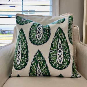 Kelly Green Floral Pillow Cover: Lacefield Designs Cotton Accent Cushion