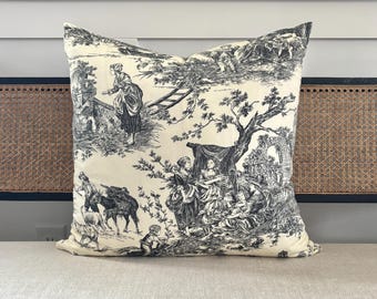French Toile Throw Pillows: Black Cream Thibaut Chateau Du Loir Designer Pillow Covers 18X18 20X20 22X22 24X24 Euro Sham Lumbar Lowcountry