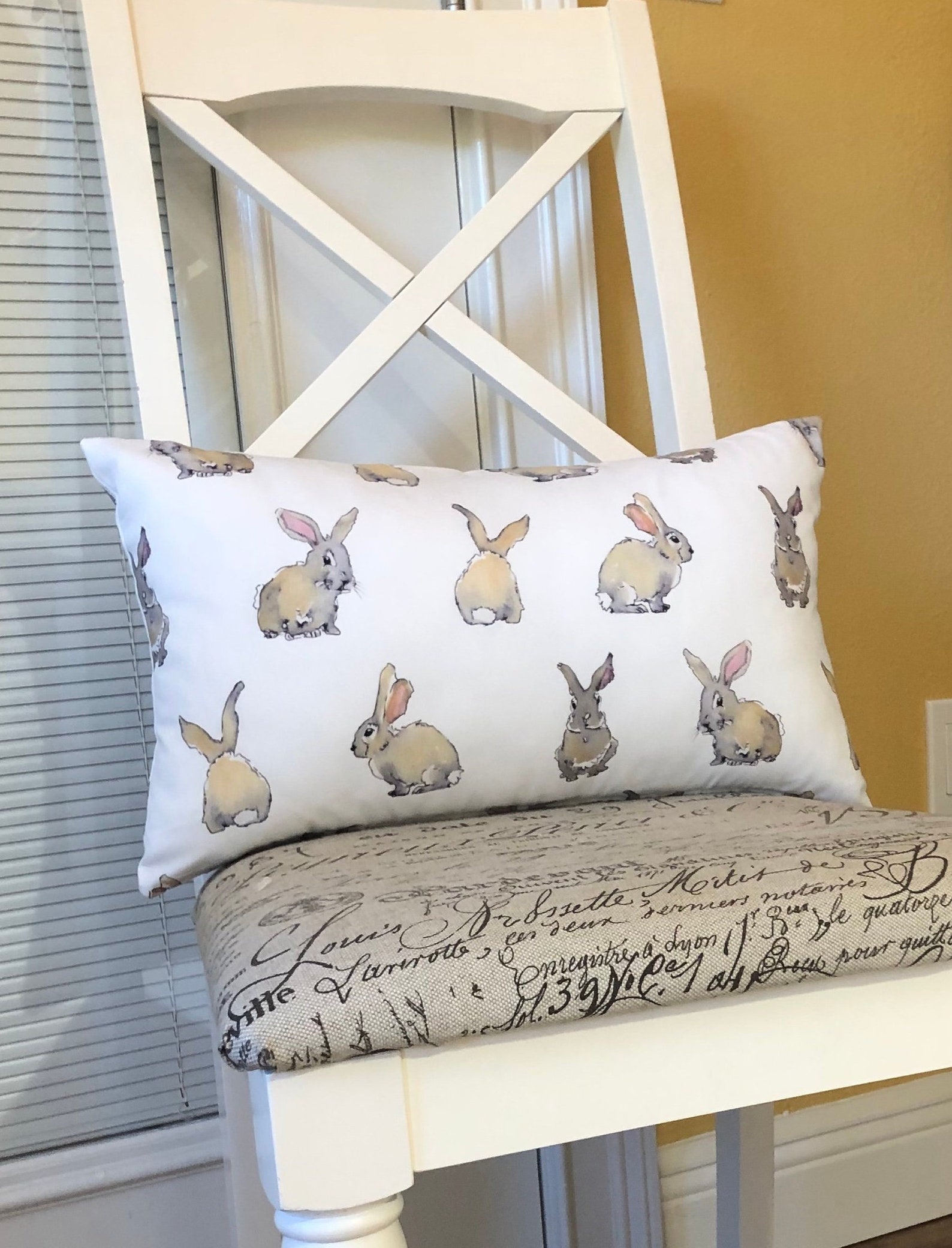 Easter Spring Farmhouse Bunny Decorative Pillow Cover Etsy