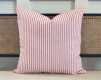 Red and White Striped Throw Pillows: Stripe Farmhouse Decorative Pillow Covers 18X18 20X20 22X22 14X20 Lumbar Pillows Christmas Decor Pillow