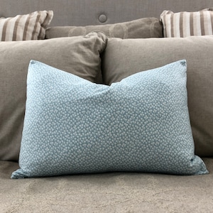 Rifle Paper Co. CUSTOM Decorative Throw Pillow Cushion Cover, Farmhouse Lowcountry Lumbar Fits 14X20 Insert Baby Blue Taupe Twill Back