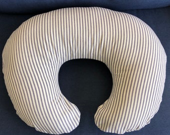 Nursing Pillow Cover, Breastfeeding Pillow Cover, Navy Blue Stripe Pillow Cover, Baby Shower Gift, Infant Support Sitting Pillow