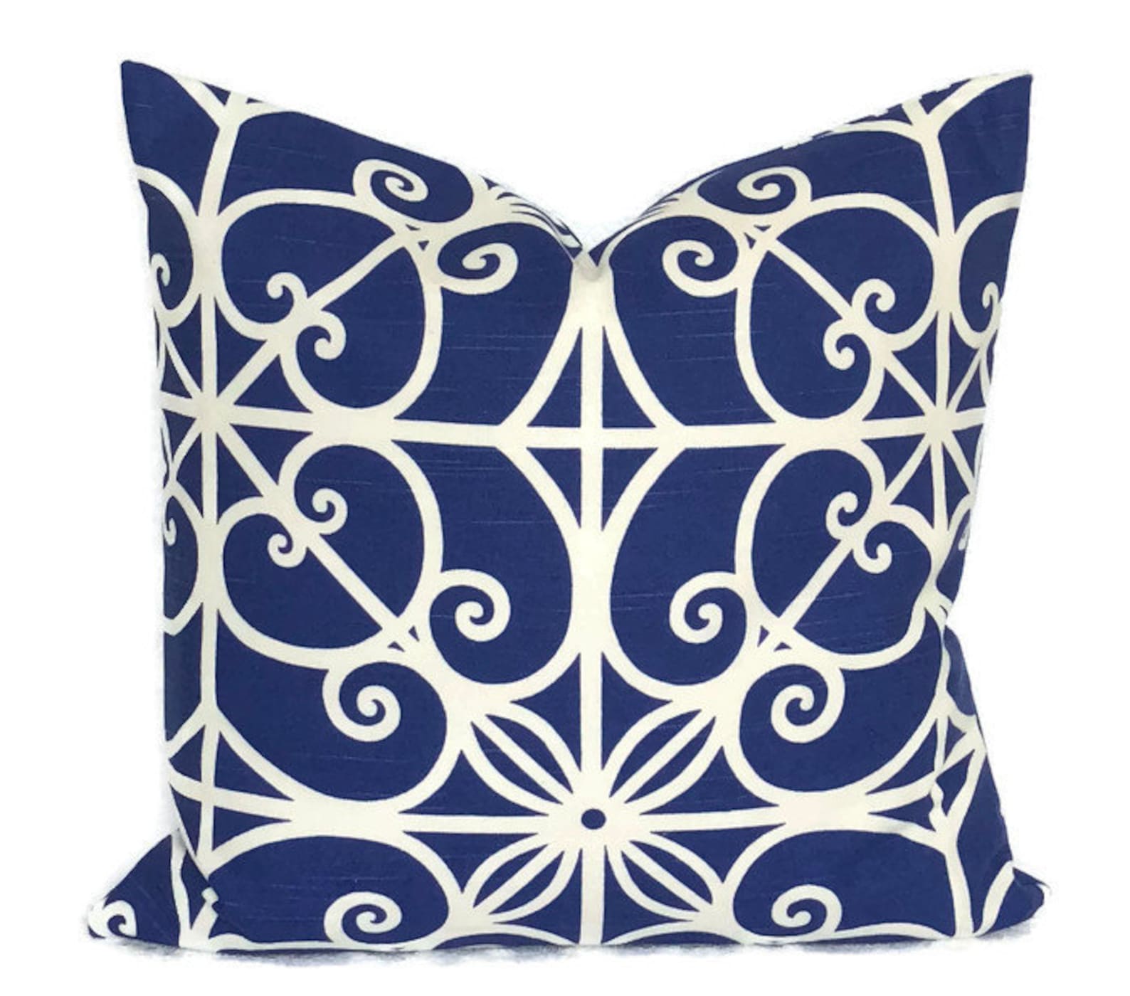 Cobalt Blue Decorative Throw Pillow Cushion Cover Rustic Etsy