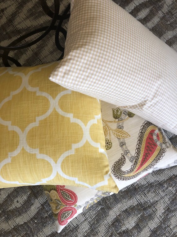 Rustic Yellow Farmhouse Throw Pillow Cushion Cover Decorative Etsy