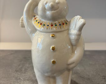 Vintage Porcelain Lenox China Snowman Christmas Figurine Jewels Collection Collectible Figurine Issued 1995, Mint Condition