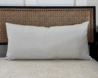 Black White Horizontal Ticking Stripe Throw Pillows: Decorative Lumbar Pillow Covers Low Country Design 12X20 12X24 16X24 12X36 14X36