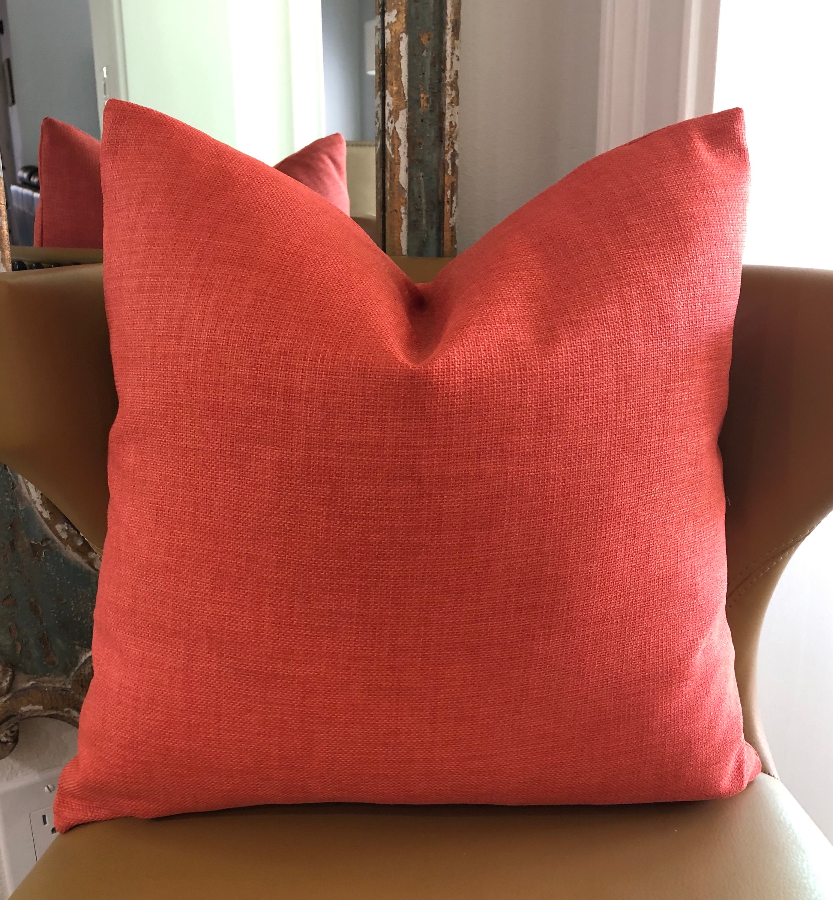 orange coral throw pillows
