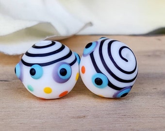 Murano glass lampwork beads, earing bead pair, murano glass beads, lampwork glass beads,