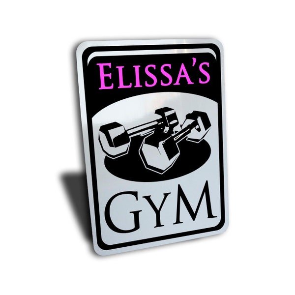 Custom Personalized Gym Sign, Aluminum 7" by 10", great for present gift idea.  Fitness weights yoga strength training running exercise