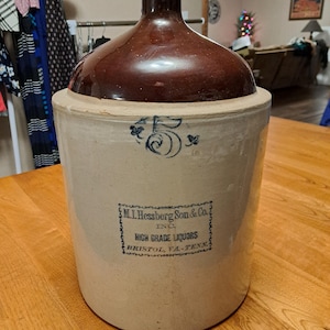 Antiker Whisky Krug Bristol Tn M.I. Hessberg sohn & co topf steinzeug 5 gal