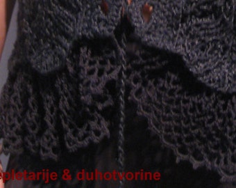 Black lace corset women's, Goth black top, Cotton Viscose Sexy top, Black gothic corset, Crochet vest, Luxury knitwear, Unique Gift for her