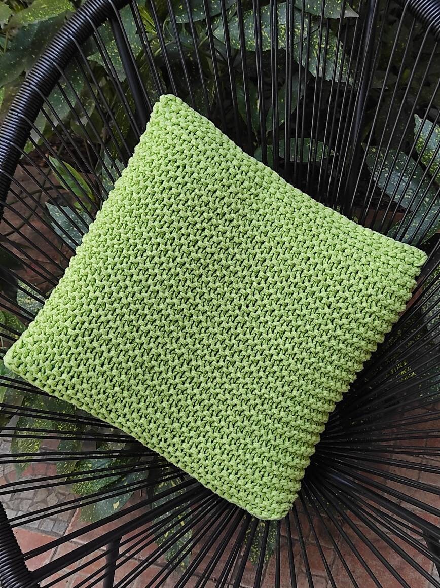 Knitted Cushion Cover 18x18 Chunky Knit Pillowcase Cotton Etsy UK