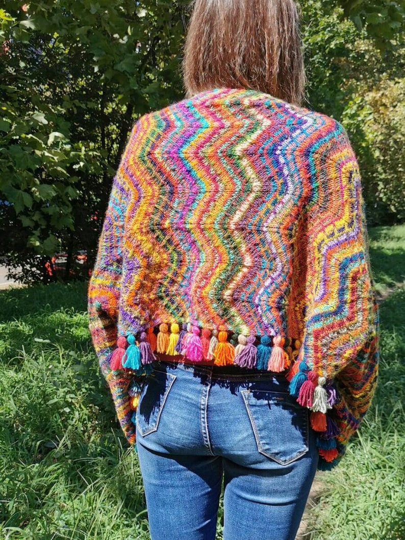 Striped Blanket Scarf Knitting Pattern Colorful Women/'s Knit Shawl Women/'s Striped Transformer PDF Colorful Knit Chevron Striped Poncho PDF