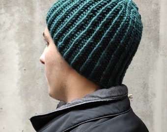 Men's winter hat, Ribbed men's beanie, Men's knit hat, Fisherman handmade hat, Reversible beanie Men's knitted beanie, Custom order hat mens