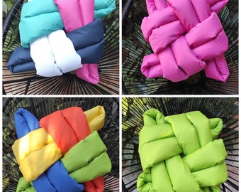 Colorful Decor Pillow Flat Knot Pillow Unique Outdoor Throw Pillow Green Waterproof Throw Pillow Pink Kids Room Pillow Modern Knot Cushion