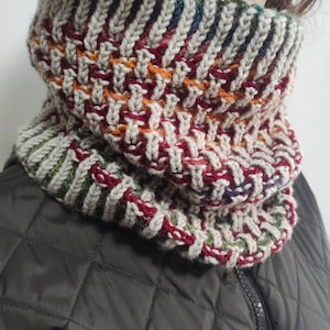 Cowl Knitting Pattern, Colorful Neck Warmer PDF, Brioche Knit Cowl, Reversible Turtleneck Cowl, Knit Textured Cowl Unique Men's cowl pattern