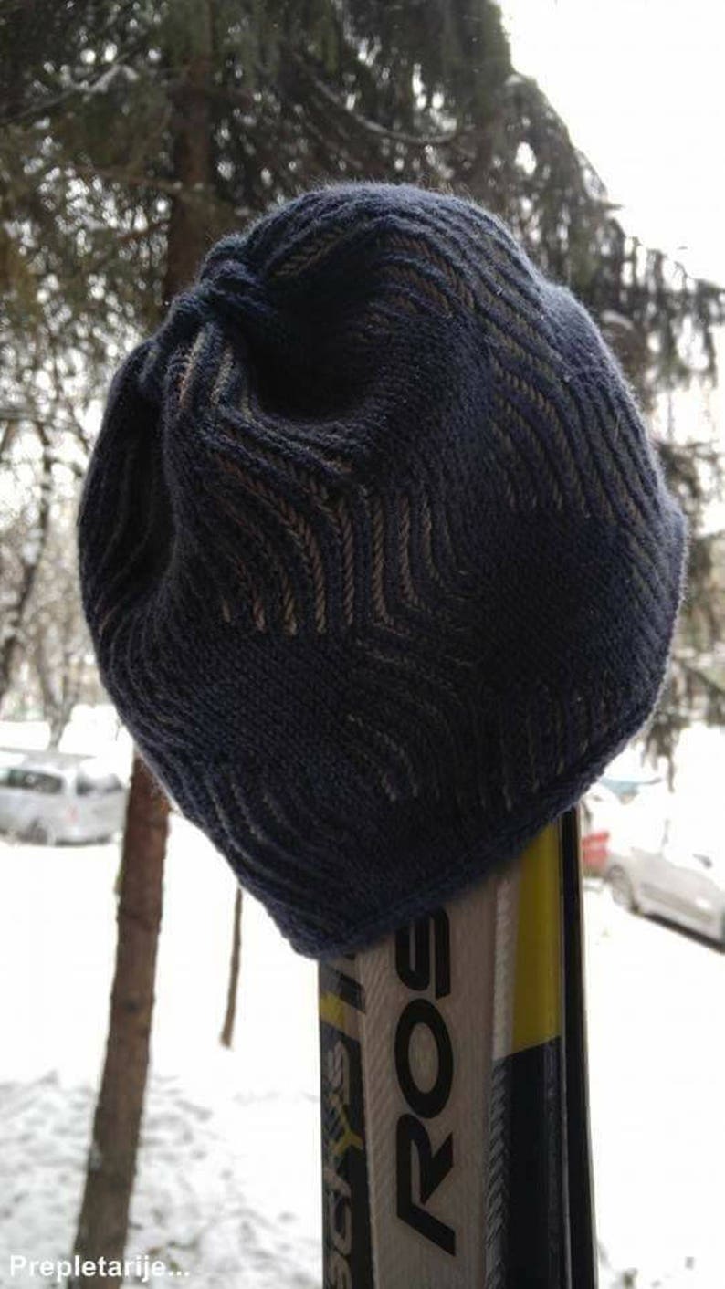 Cowl & hat knitting pattern brioche, knit hat men's, Cowl knitting pattern, Reversible ski hat men's, Winter cowl brioche knitting pattern image 9