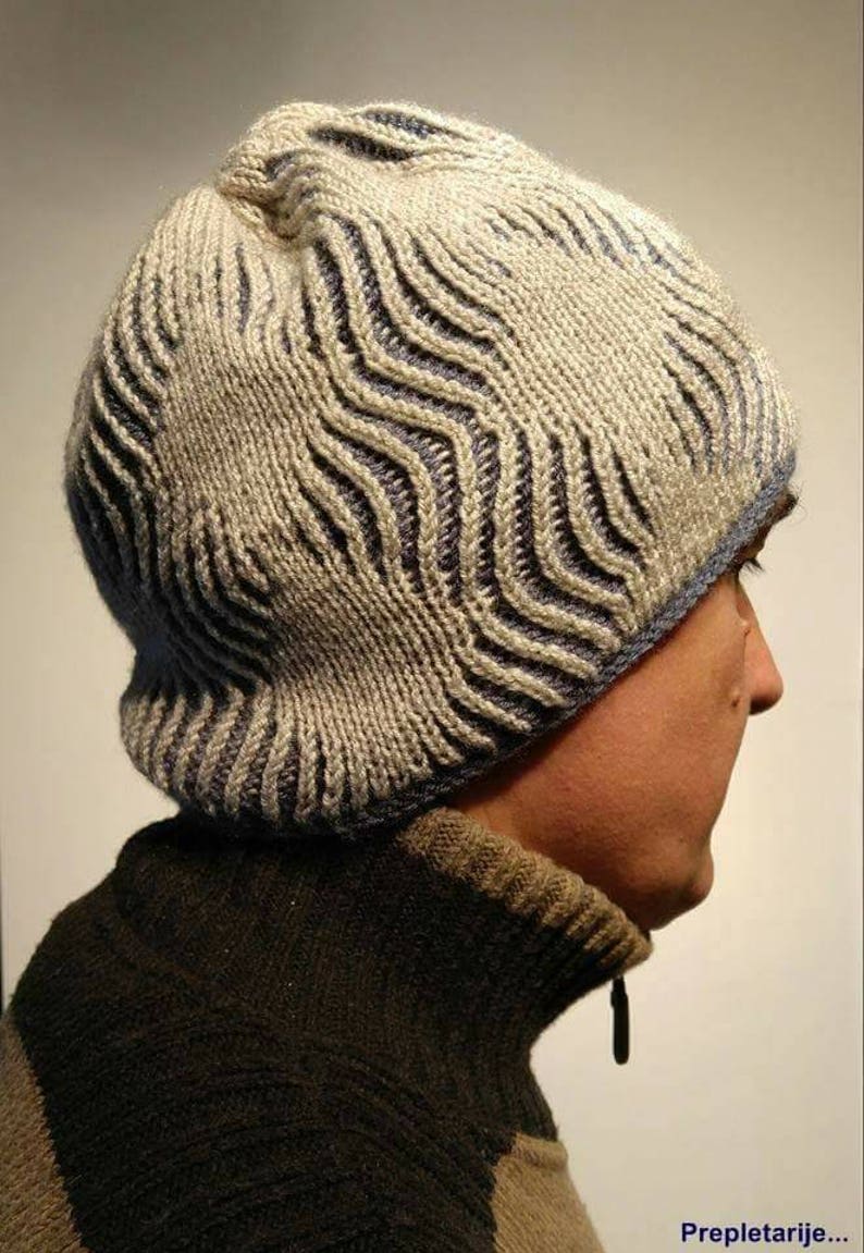 Cowl & hat knitting pattern brioche, knit hat men's, Cowl knitting pattern, Reversible ski hat men's, Winter cowl brioche knitting pattern image 5