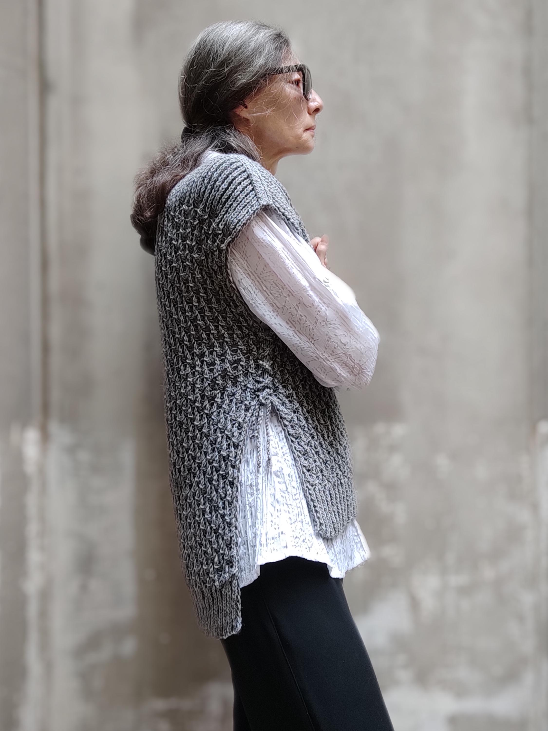 【COSYHARU】Mesh knit vest Mesh Vest Knitting Pattern, Women's Comfy Pullover Knitting