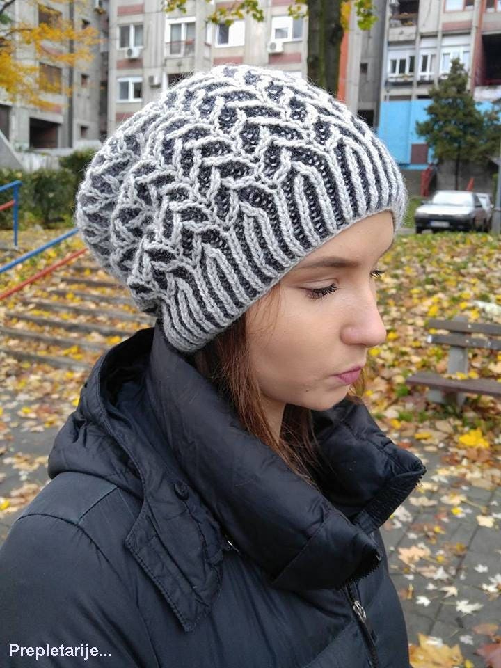 Brioche 2 Color Hat Knitting Pattern Women's Hand Knit Hat Pattern ...