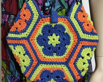 Crossbody bag women's, Granny square Crochet bag, Colorful Shoulder bag, Boho style Crochet bag, Crossbody crochet summer purse Women's gift