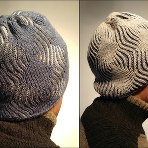 Cowl & hat knitting pattern brioche, knit hat men's, Cowl knitting pattern, Reversible ski hat men's, Winter cowl brioche knitting pattern image 1