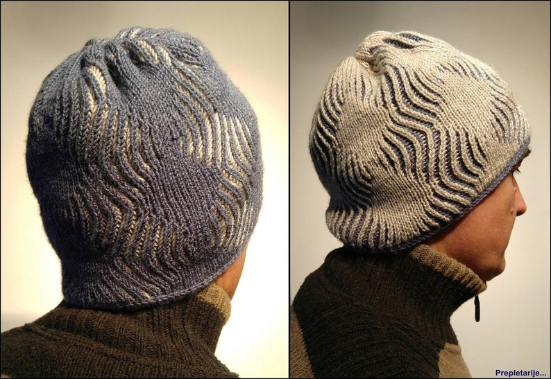 Cowl & hat knitting pattern brioche, knit hat men's, Cowl knitting pattern, Reversible ski hat men's, Winter cowl brioche knitting pattern image 1