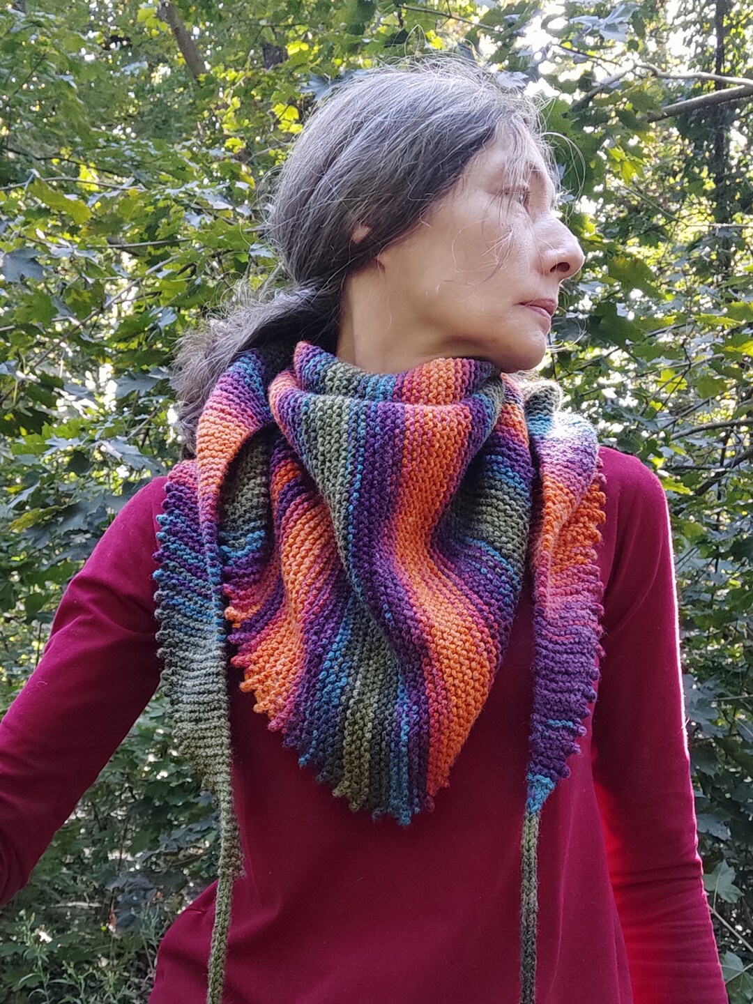 Colorful Scarf Knitting Pattern, Fast and Easy Knit Woolen Kerchief PDF ...