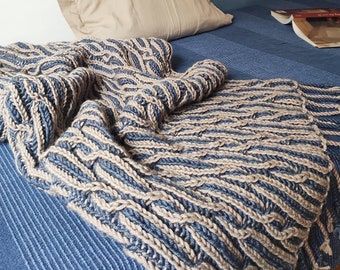 Knit Throw Blanket Soft Knit Fringed Blanket Woolen Cozy Home Decor Textured Blue Mink Blanket Cable Knit Throw Blanket Chunky Knit Wrap