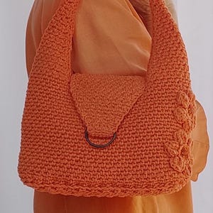 Hobo Bag Orange, häkeln Handtasche, Frauen häkeln Geldbörse, Stilvolle Schultertasche, Mode häkeln Tasche, häkeln Herbst-Sommer Geldbörse, Frauen Geschenk
