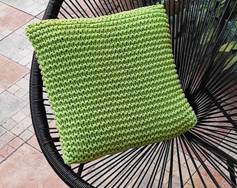 Knitted Cushion Cover 18x18 Chunky Knit Pillowcase Cotton Throw Pillow Cover Square Textured Pillowcase Cotton Modern Lime Green Pillowcase