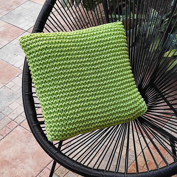 Knitted Cushion Cover 18x18 Chunky Knit Pillowcase Cotton Throw Pillow Cover Square Textured Pillowcase Cotton Modern Lime Green Pillowcase