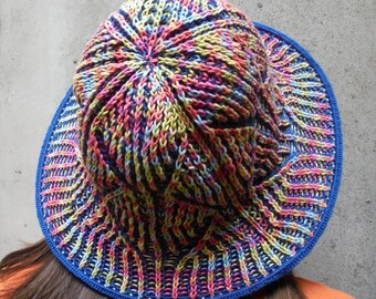 Cubo de mujer Sombrero sun sombrero de colores sombrero de ala de colores algodón Sun Sombrero reversible Airy Sun Hat Brioche Knit Sombrero de algodón único para mujeres Sombrero de verano de primavera