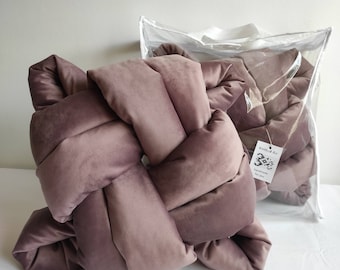 Mauve Rosa Knotenkissen: Samt Flachstrickkissen, modernes Wohndekor